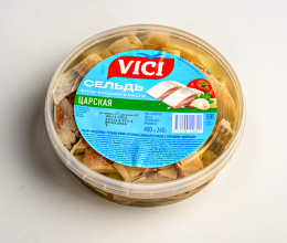 Сельдь филе-кусочки "Царская" с укропом  400г 1/6