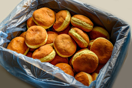 Пончик с начинкой ассорти 60г., упаковка 30шт (24741)